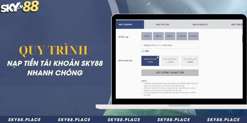 SKY88 - Link Tham Gia Nhà Cái Bóng Đá SKY 88 Số #1 19 Quy trình nạp tiền tài khoản Sky88 nhanh chóng